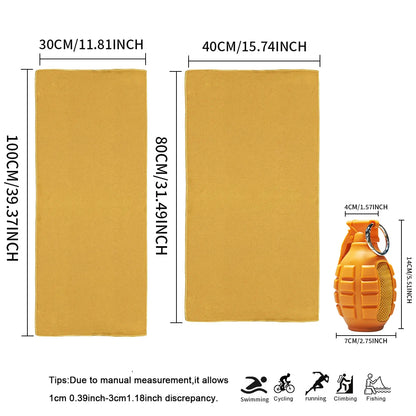 Portable Grenade round Cold Towel Camping Towels Super Absorbent,Quick Dry Ultra Soft Compact Travel Sports Backpack Gym Towel