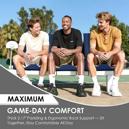 Stadium Seats with Back Support, Portable Folding Bleacher Chair Regular | Bleacher Chairs with Removable Cushion, Large Storage Pocket, Sports Games, School Events, Black