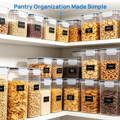 Airtight Food Storage Containers Set,  Bpa-Free 7Pcs Plastic Kitchen and Pantry Organization Canisters, Black
