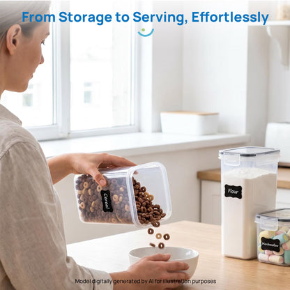 Airtight Food Storage Containers Set,  Bpa-Free 7Pcs Plastic Kitchen and Pantry Organization Canisters, Black