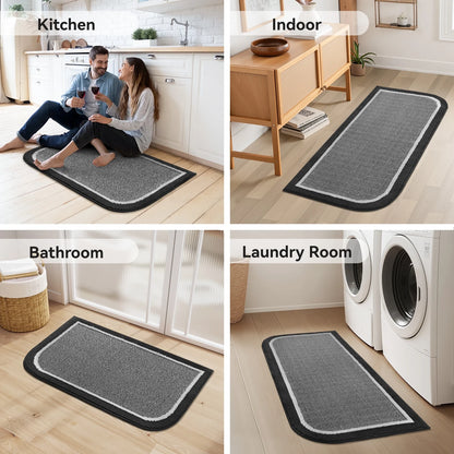 Door Mat Welcome Mat 17"X30" Non-Slip Front Door Mat Absorbent Low Profile Dirt Trapper Indoor Door Mat Ouside Entryway Rug Soft Machine Washable Floor Mat Black