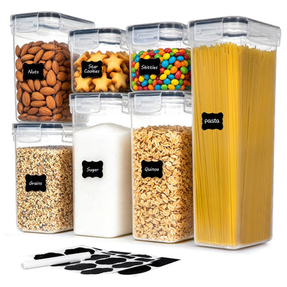 Airtight Food Storage Containers Set,  Bpa-Free 7Pcs Plastic Kitchen and Pantry Organization Canisters, Black