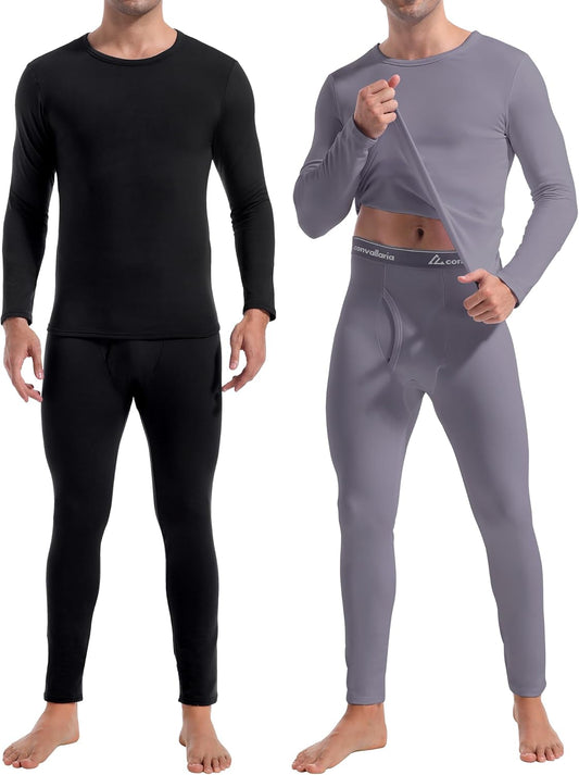 Thermal Underwear for Men Long Johns Base Layer Winter Set | Fleece Lined Bottom and Top, Soft and Warm, Moisture-Wicking. Ideal for Extreme Cold Weather, Hunting, Skiing