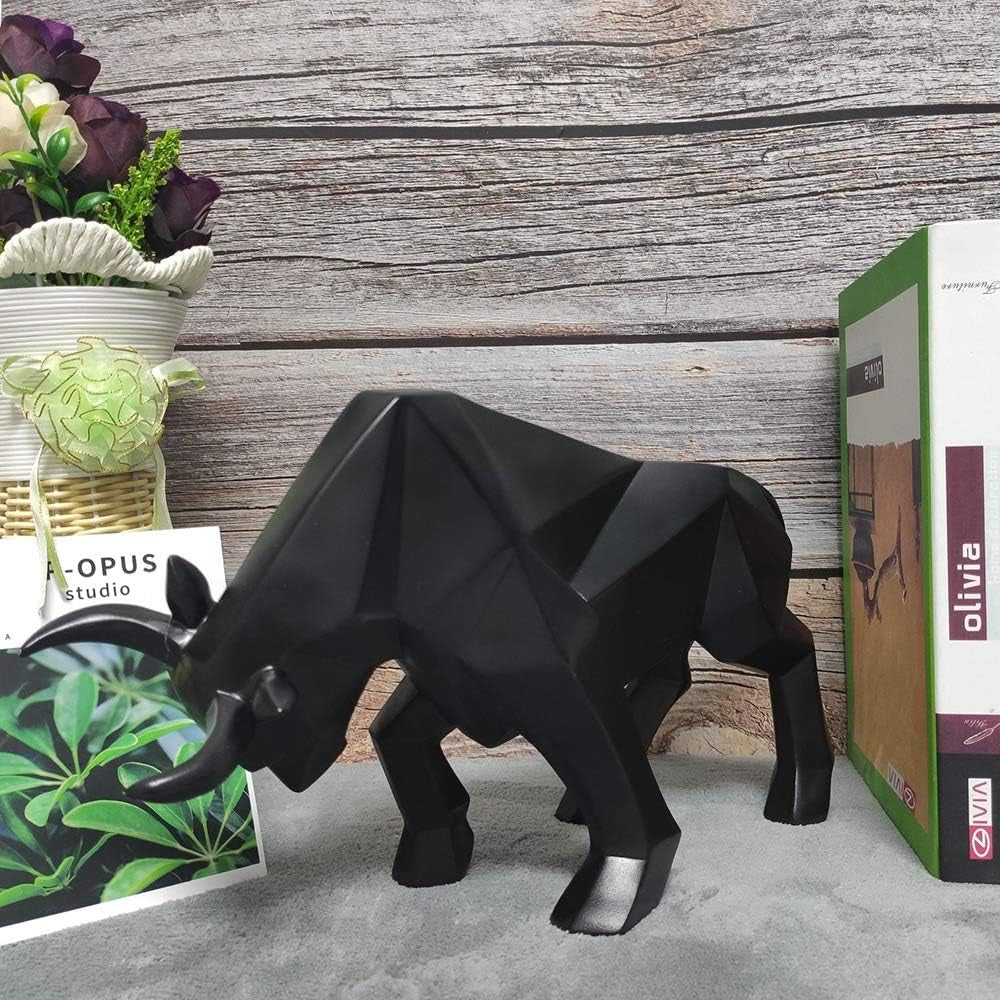 Nordic Modern Polyresin Black Bull S Tatue Home Decor | Black Bull Figurines Home Decoration Furnishing Animal Ornament Resin, Resin Bull Statues Home Decor Ornament Figures