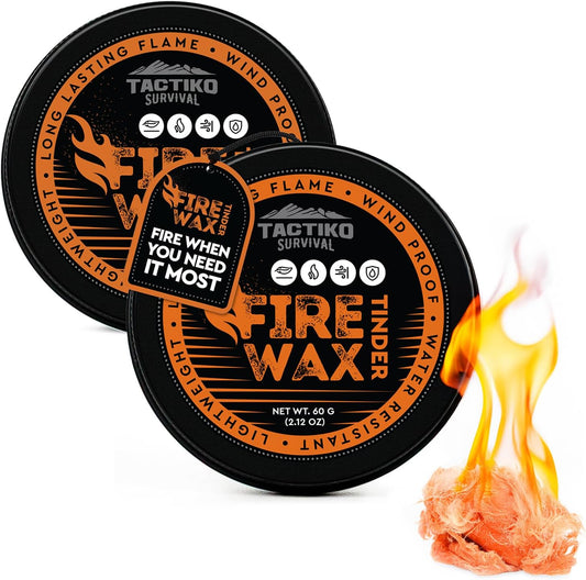 Tactiko Waterproof Tinder Fire Wax for Wet Wood & Emergency Kits - 60G