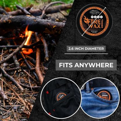 Tactiko Waterproof Tinder Fire Wax for Wet Wood & Emergency Kits - 60G