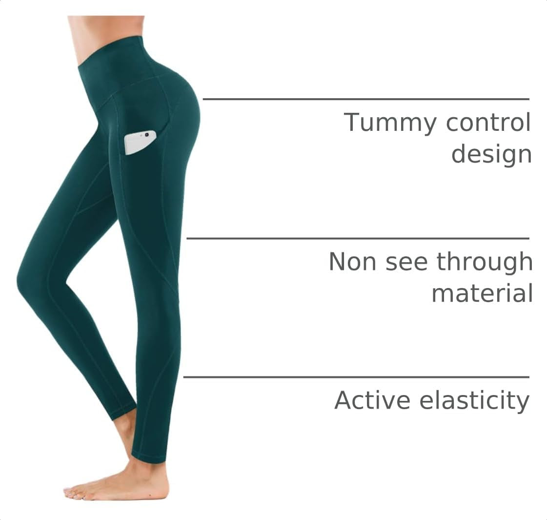 Women High Waist Yoga Pants with Pockets Stretch Soft Leggings | Tummy Control,4 Ways Stretch,Inner Pocket,Daily Wear,Lightweight,Breathable,Self-Cultivation,Casual,Going Out,Gym,Quick-Dry