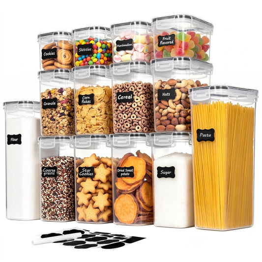 Airtight Food Storage Containers Set,  Bpa-Free 7Pcs Plastic Kitchen and Pantry Organization Canisters, Black