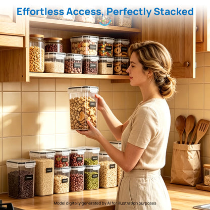 Airtight Food Storage Containers Set,  Bpa-Free 7Pcs Plastic Kitchen and Pantry Organization Canisters, Black
