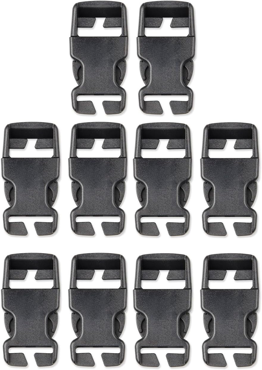 Plastic Buckle Repair Kit Quick Release Buckles No Sewing Required for Backpack Bag (10Pcs Black,25 Mm)