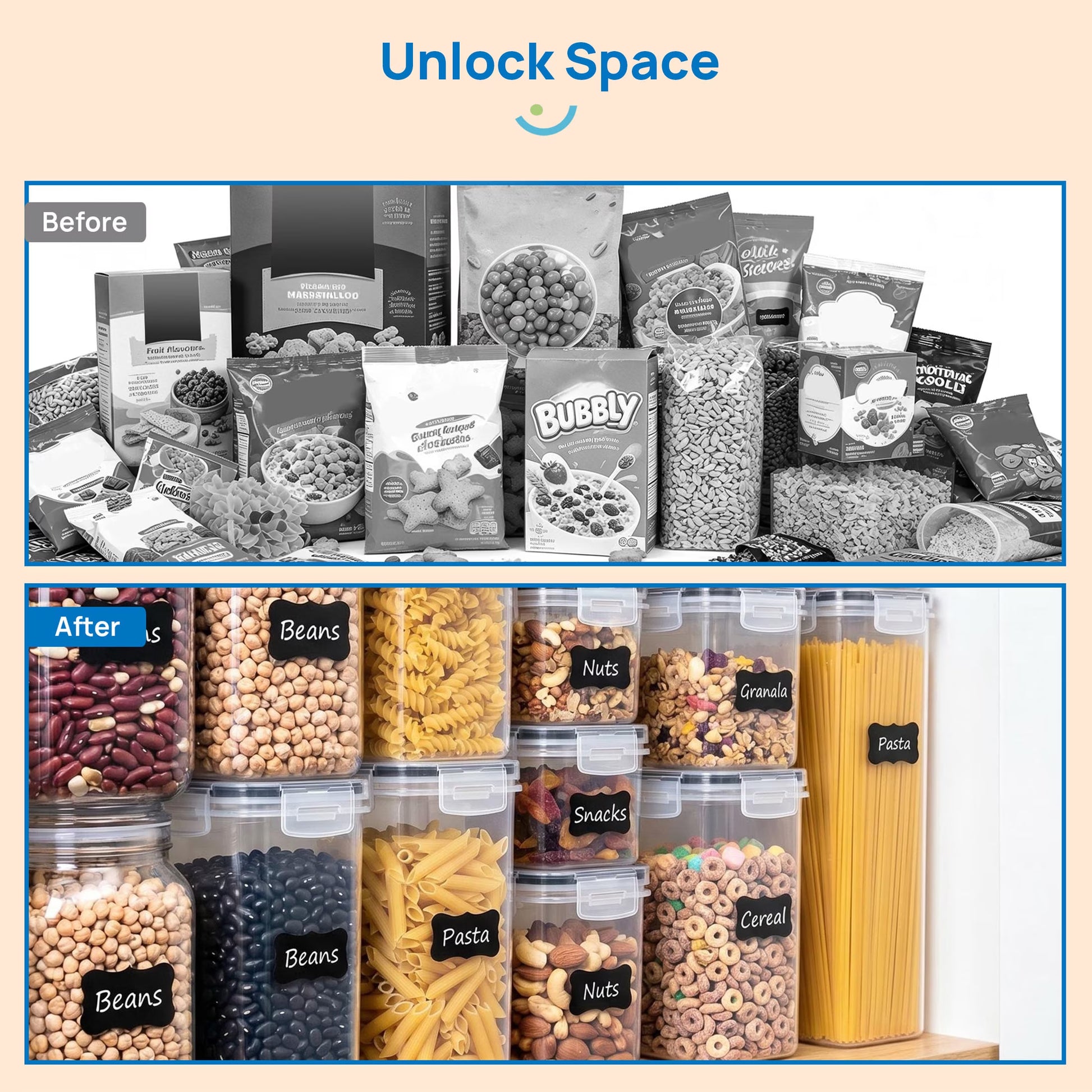Airtight Food Storage Containers Set,  Bpa-Free 7Pcs Plastic Kitchen and Pantry Organization Canisters, Black