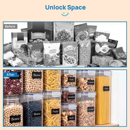 Airtight Food Storage Containers Set,  Bpa-Free 7Pcs Plastic Kitchen and Pantry Organization Canisters, Black