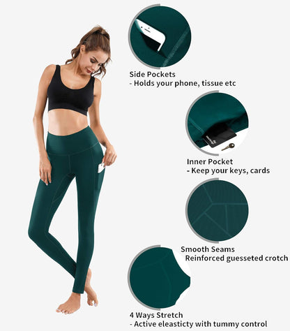 Women High Waist Yoga Pants with Pockets Stretch Soft Leggings | Tummy Control,4 Ways Stretch,Inner Pocket,Daily Wear,Lightweight,Breathable,Self-Cultivation,Casual,Going Out,Gym,Quick-Dry