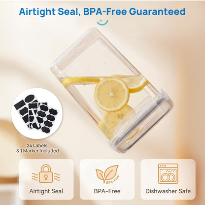 Airtight Food Storage Containers Set,  Bpa-Free 7Pcs Plastic Kitchen and Pantry Organization Canisters, Black