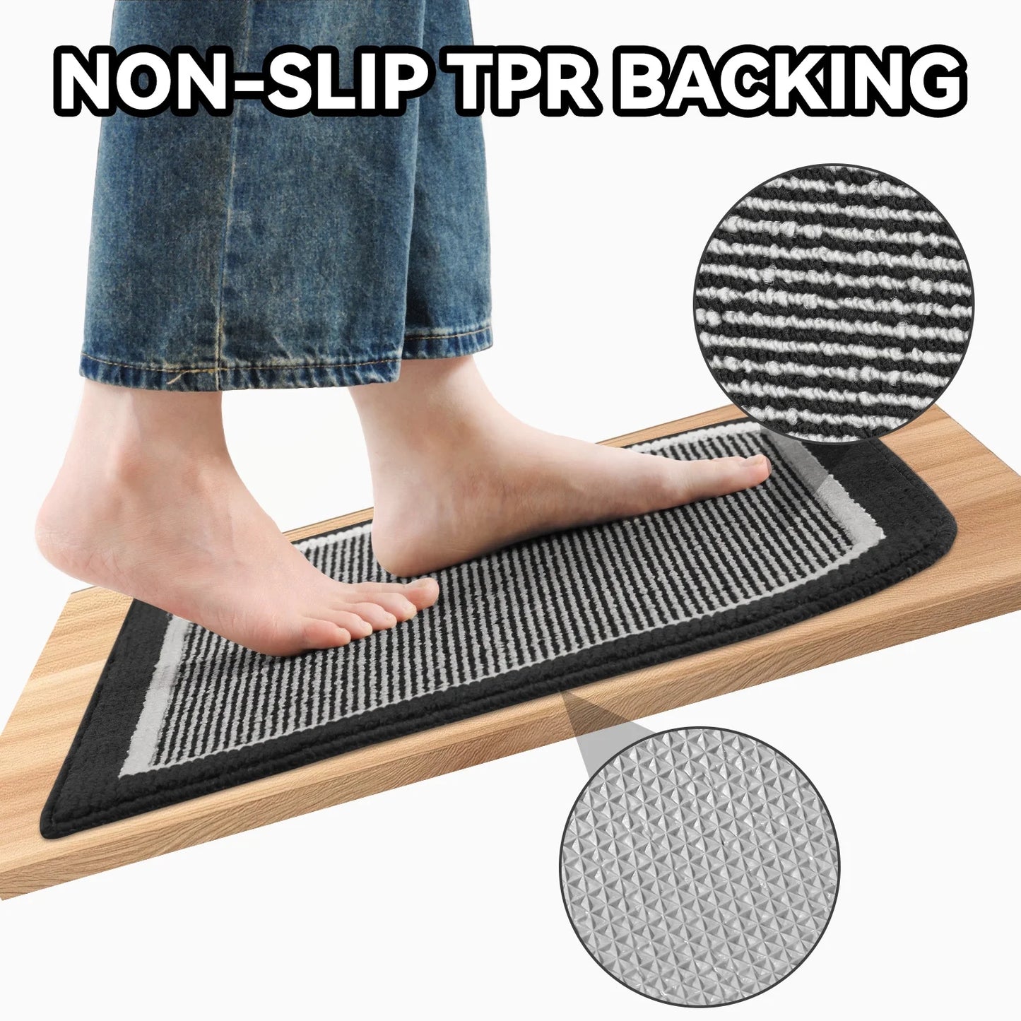 Door Mat Welcome Mat 17"X30" Non-Slip Front Door Mat Absorbent Low Profile Dirt Trapper Indoor Door Mat Ouside Entryway Rug Soft Machine Washable Floor Mat Black