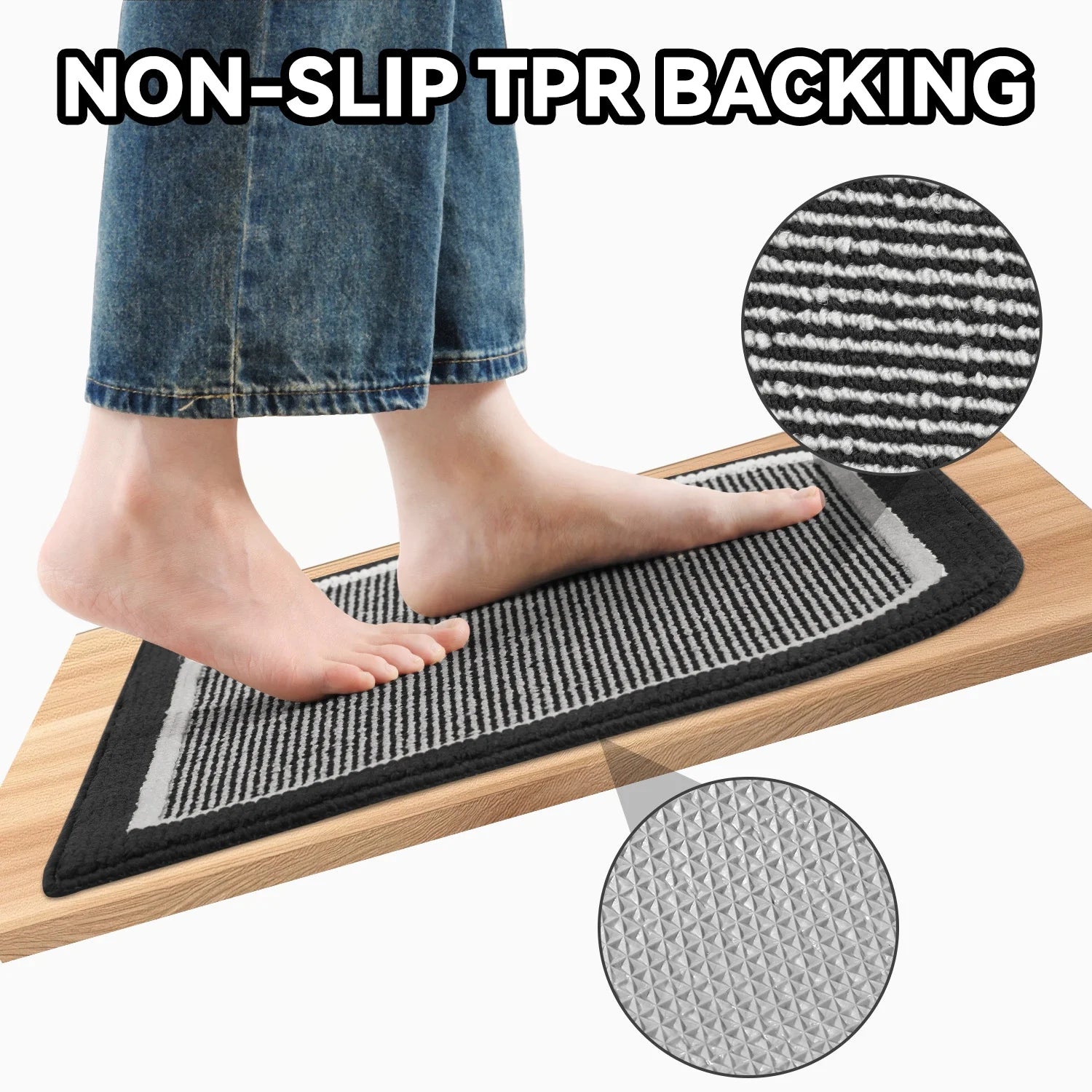 Door Mat Welcome Mat 17"X30" Non-Slip Front Door Mat Absorbent Low Profile Dirt Trapper Indoor Door Mat Ouside Entryway Rug Soft Machine Washable Floor Mat Black