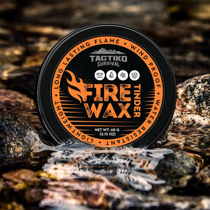 Tactiko Waterproof Tinder Fire Wax for Wet Wood & Emergency Kits - 60G