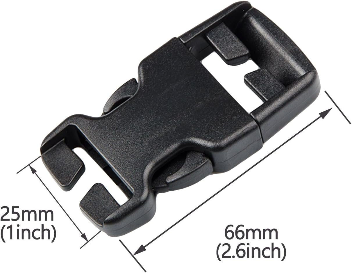 Plastic Buckle Repair Kit Quick Release Buckles No Sewing Required for Backpack Bag (10Pcs Black,25 Mm)